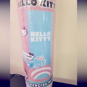 Hello Kitty Sanrio Exercise Yoga Stretch Blue & Pink Mat 24"W×68"L 10mm W/ S…